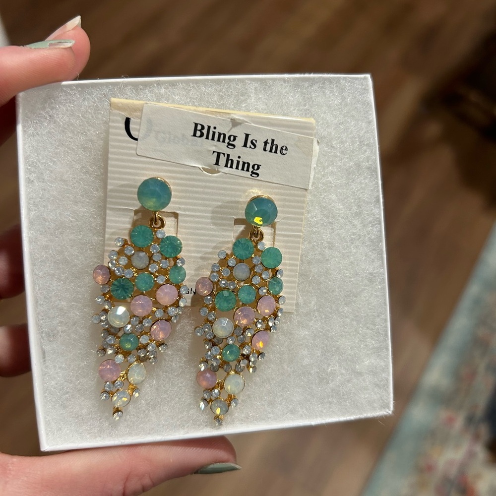 Pink and Green Earrings